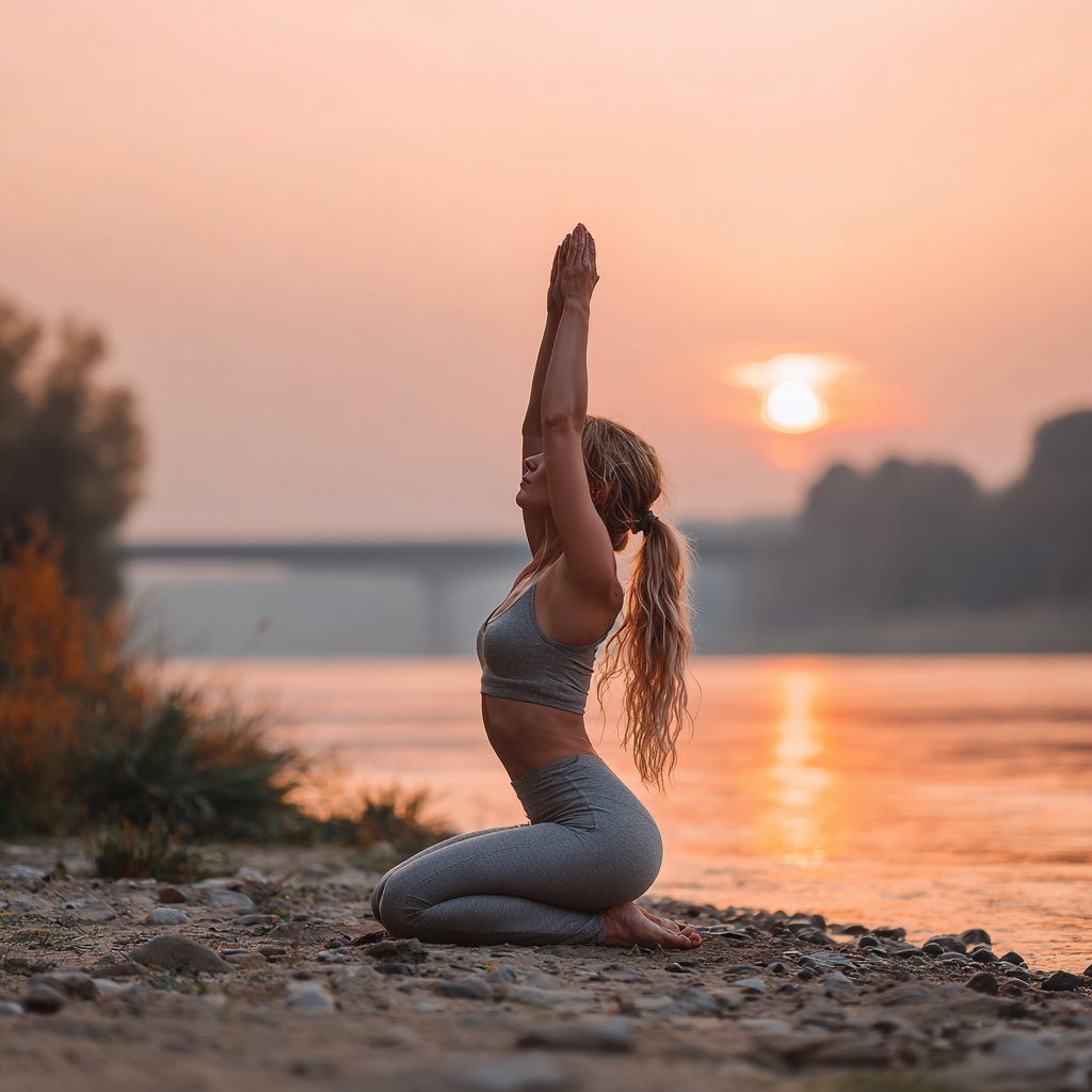 Peaceful yoga practice in nature
